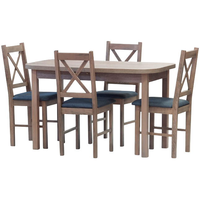 Jídelní set stůl SOFT rozkládací / židle TERA 4 ks Dub lanýž
