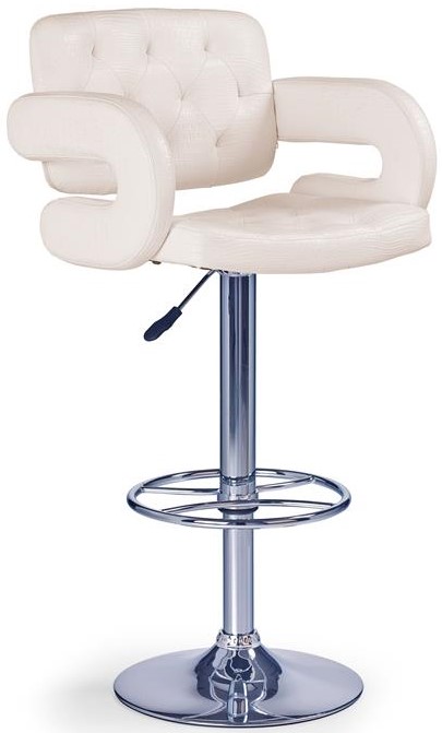 barová židle H37 Halmar krémová barva eko kůže a chromovaná ocel