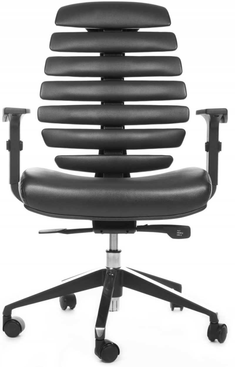  židle FISH BONES šedý plast,černá koženka
