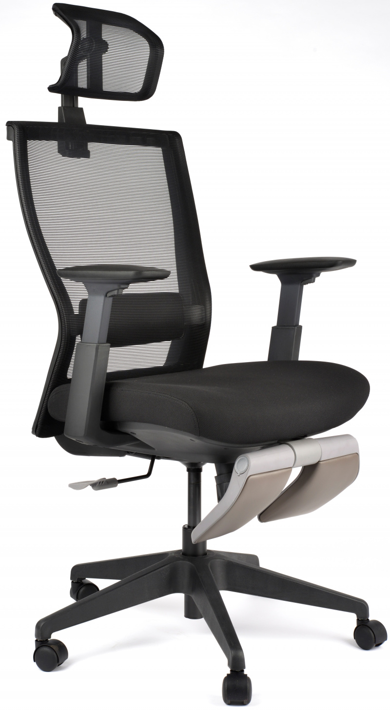 židle MOTOSTUHL M5 černý plast, látka černá, sedák černý, podpěra nohou šedá