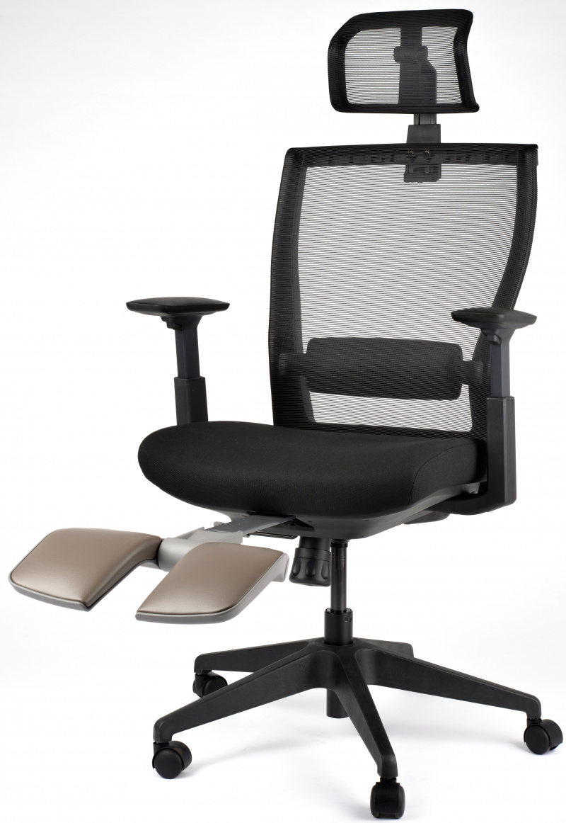 židle MOTOSTUHL M5 černý plast, látka černá, sedák černý, podpěra nohou šedá