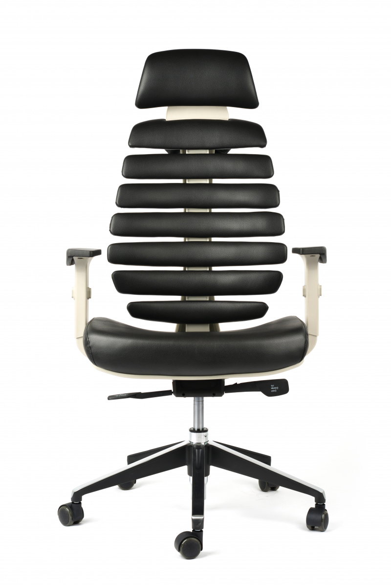 kancelářská židle FISH BONES PDH - šedý plast, černá koženka PU580165