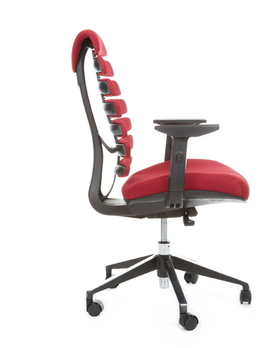 kancelářská židle FISH BONES šedý plast,červená látka 26-68