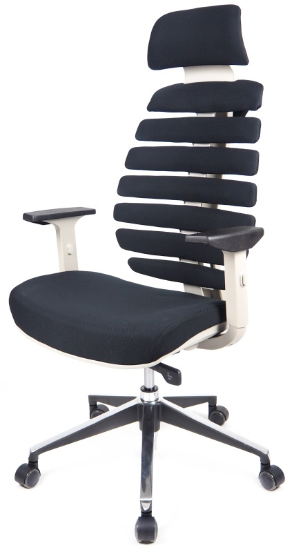 kancelářská židle FISH BONES PDH šedý plast, černá látka 26-60