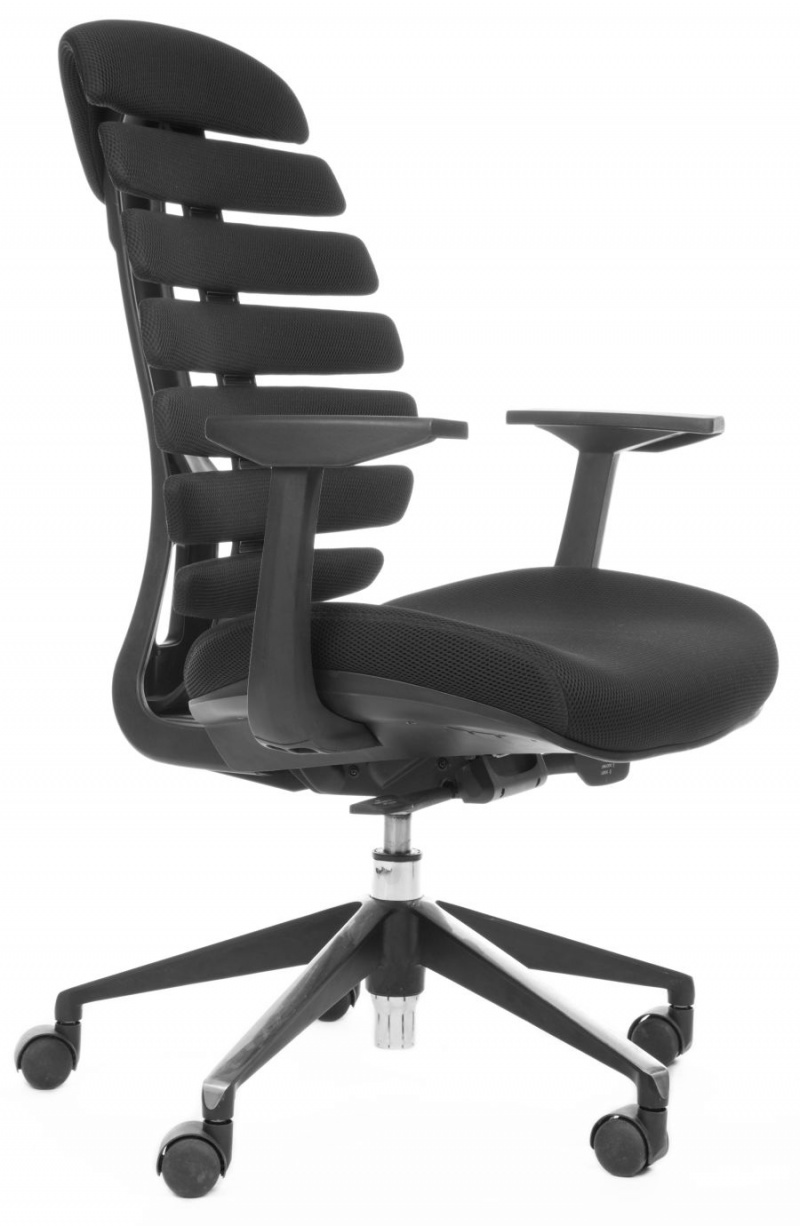 kancelářská židle FISH BONES černý plast, černá látka TW11