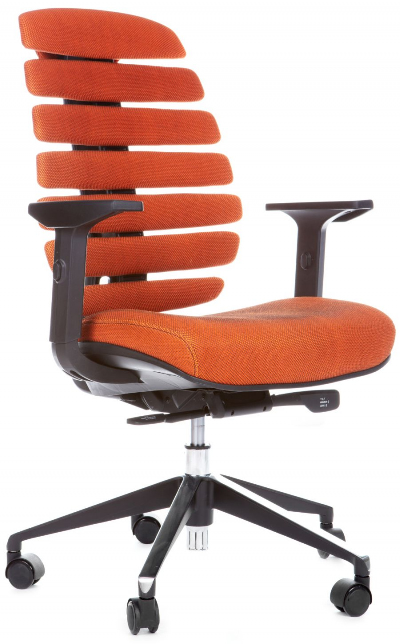 kancelářská židle FISH BONES černý plast,oranžová látka SH05