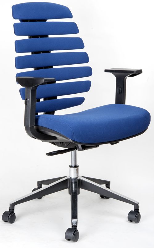 kancelářská židle FISH BONES černý plast, modrá látka 26-67