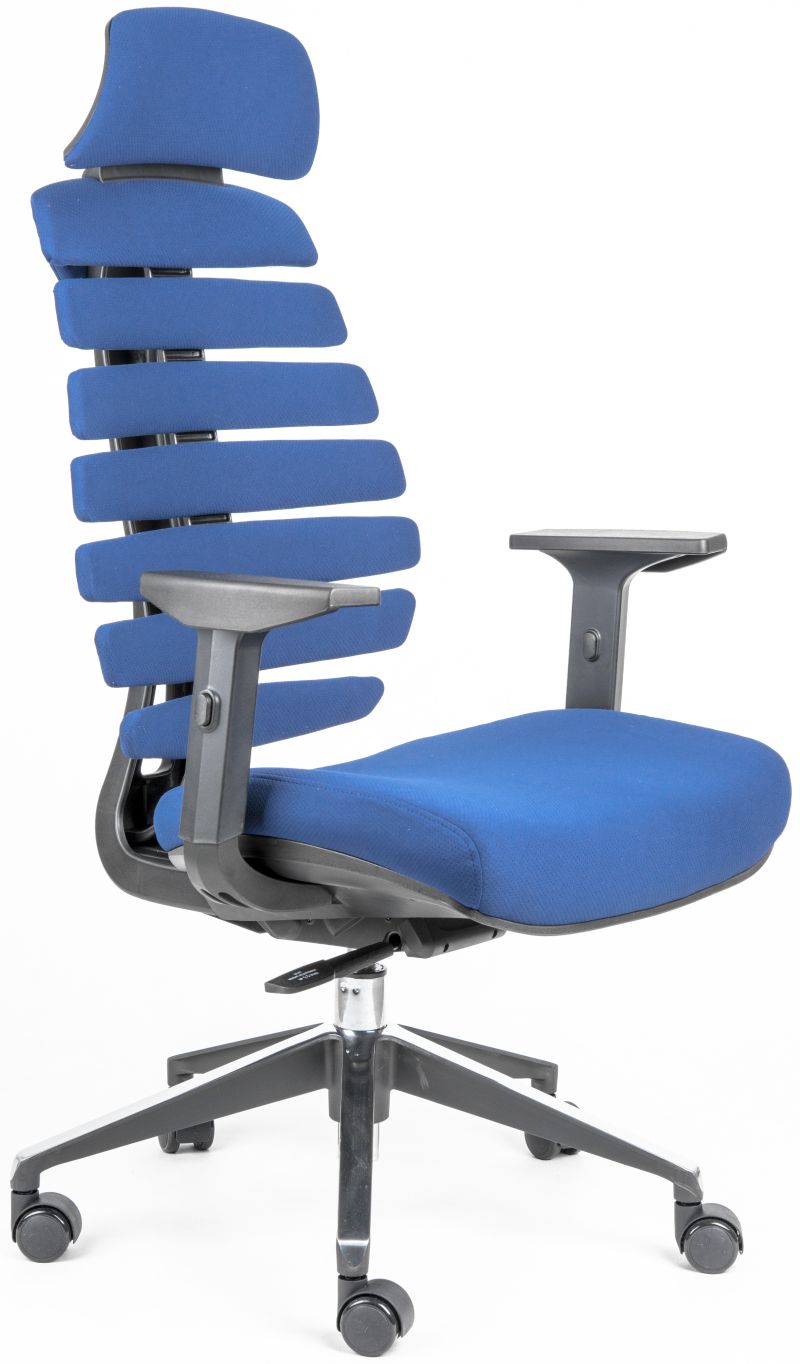 kancelářská židle FISH BONES PDH šedý plast, modrá látka 26-67