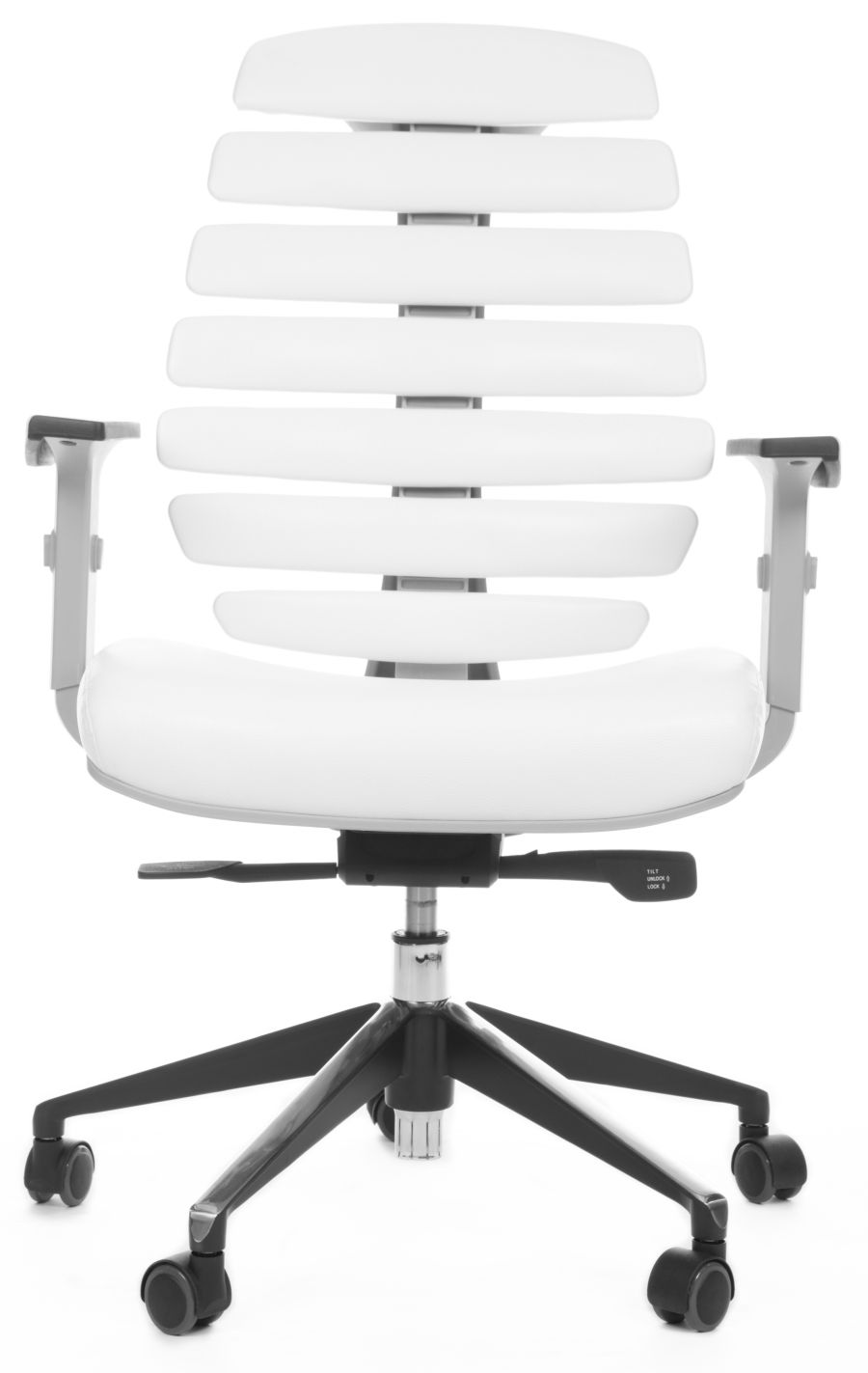 kancelářská židle FISH BONES šedý plast,bílá koženka gallery main image