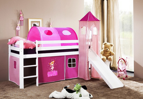 dětská vyvýšená postel 8 se skluzavkou - růžová gallery main image