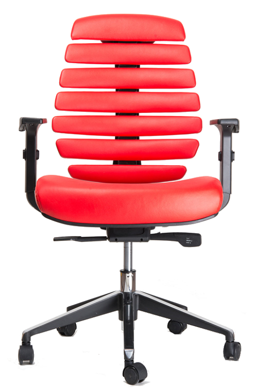 kancelářská židle FISH BONES černý plast, červená kůže gallery main image