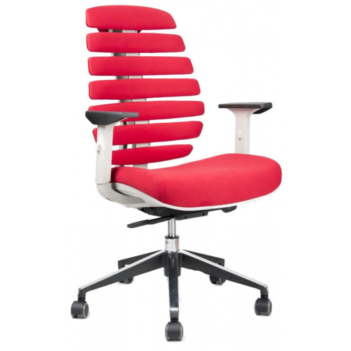 kancelářská židle FISH BONES šedý plast,červená látka 26-68