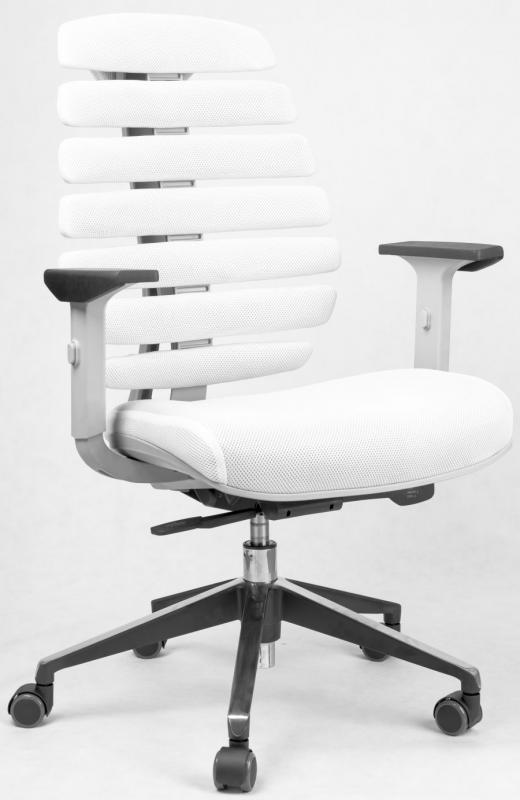 kancelářská židle FISH BONES šedý plast,bílá látka TW 50F MESH gallery main image