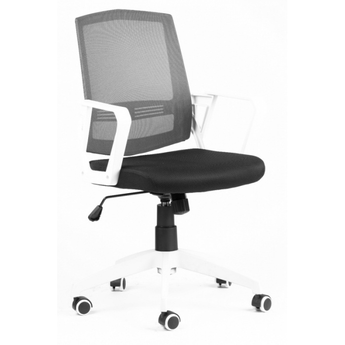 židle SUN, bílé područky, šedý opěrák, černý sedák