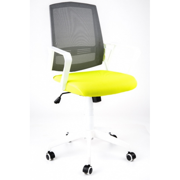 studentská židle SUN, bílé područky, šedý opěrák, zelený sedák