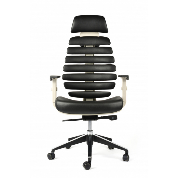 kancelářská židle FISH BONES šedý plast,černá koženka