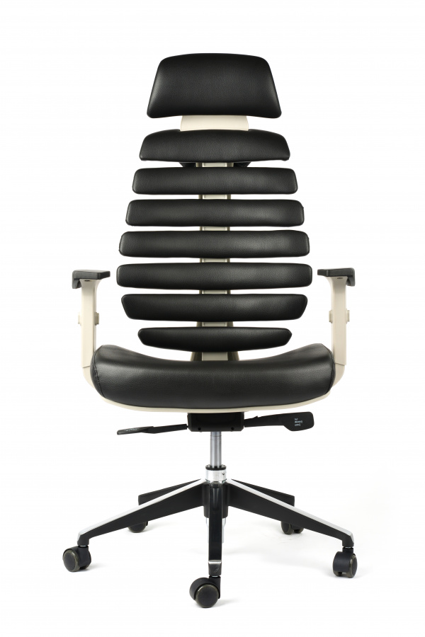 kancelářská židle FISH BONES šedý plast,černá koženka gallery main image
