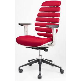 kancelářská židle FISH BONES černý plast,červená látka TW57