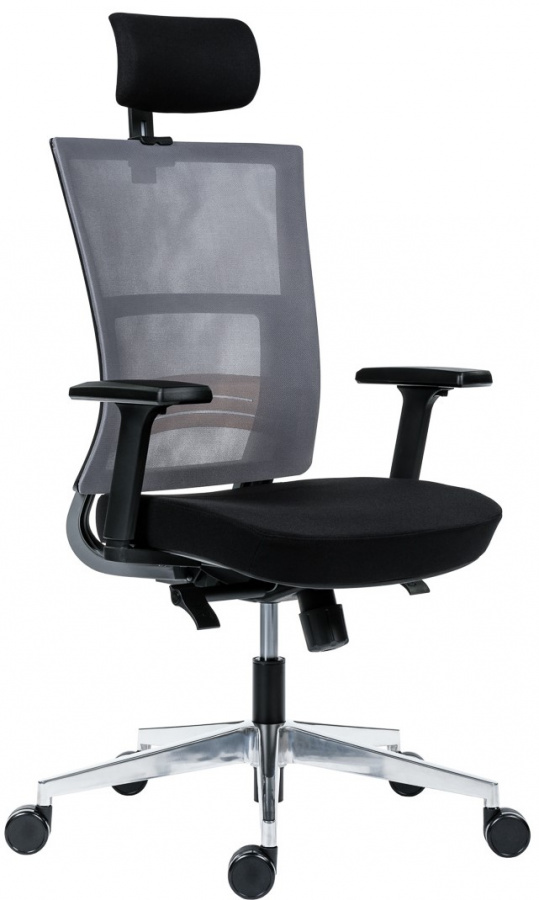 kancelářská židle NEXT PDH, šedá síťovina, černá látka gallery main image