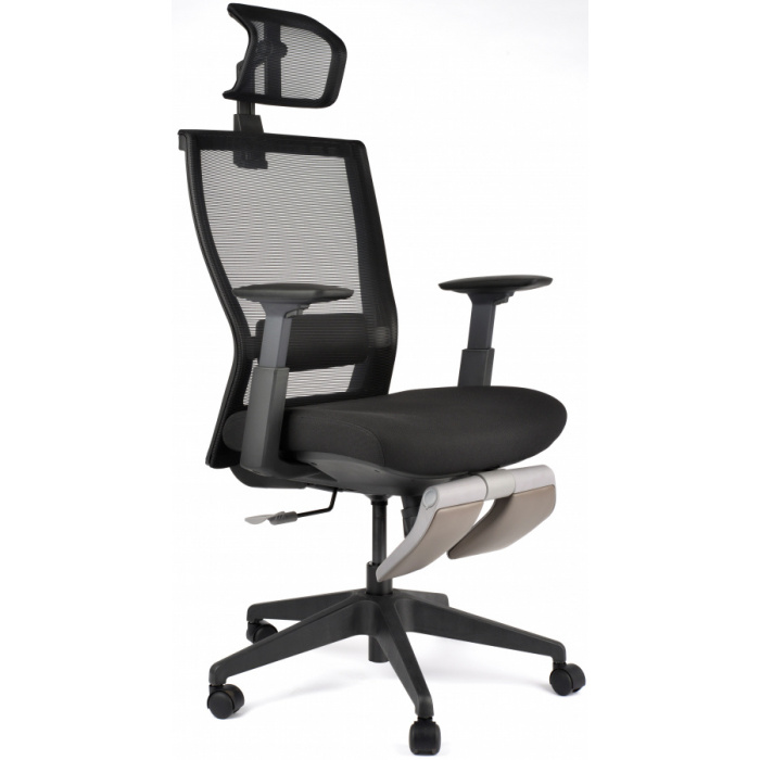 Kancelářská židle M5 celočerná, podpěra nohou šedá