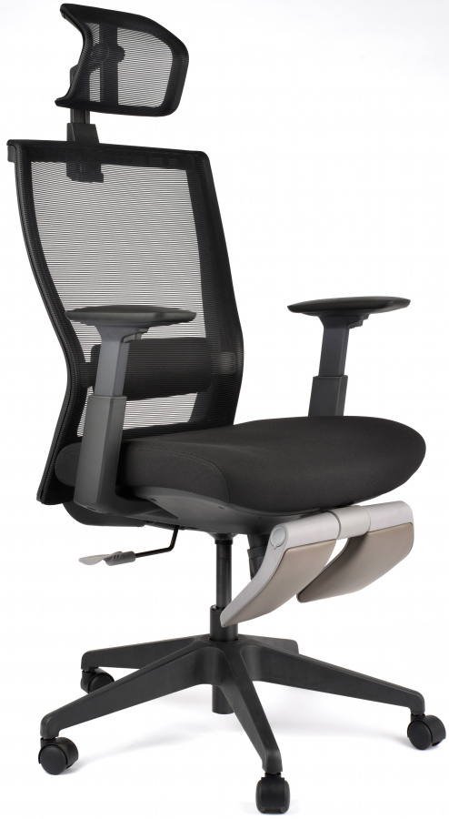 Kancelářská židle M5 celočerná, podpěra nohou šedá gallery main image
