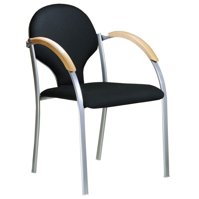 židle NEON šedý plast, dřevěné područky, č. AOJ071
