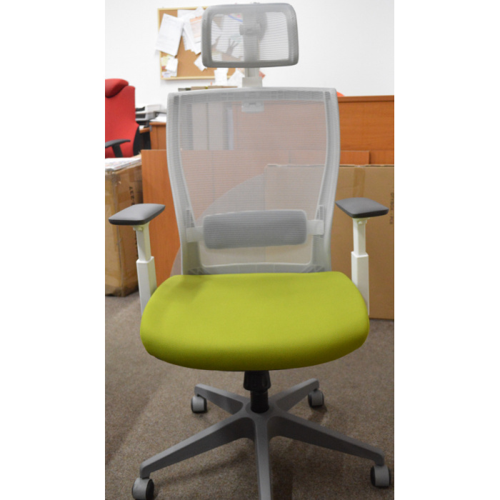 Kancelářská židle M5 bílý plast, zeleno-šedá, č. AOJ339