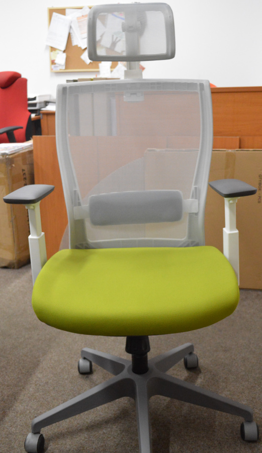 Kancelářská židle M5 bílý plast, zeleno-šedá, č. AOJ339 gallery main image