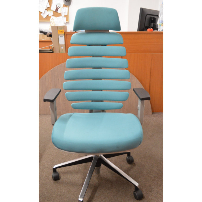 kancelářská židle FISH BONES PDH šedý plast, tyrkysová 26-30 č.AOJ473