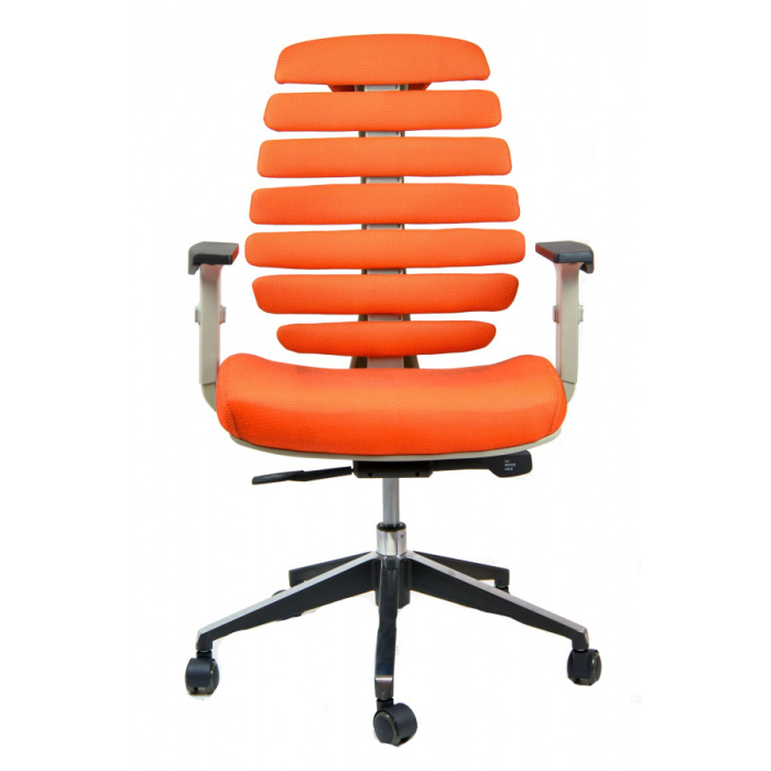kancelářská židle FISH BONES šedý plast,oranžová látka SH05, č. AOJ925S