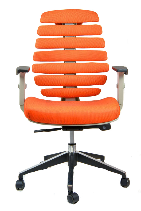 kancelářská židle FISH BONES šedý plast,oranžová látka SH05, č. AOJ925S gallery main image