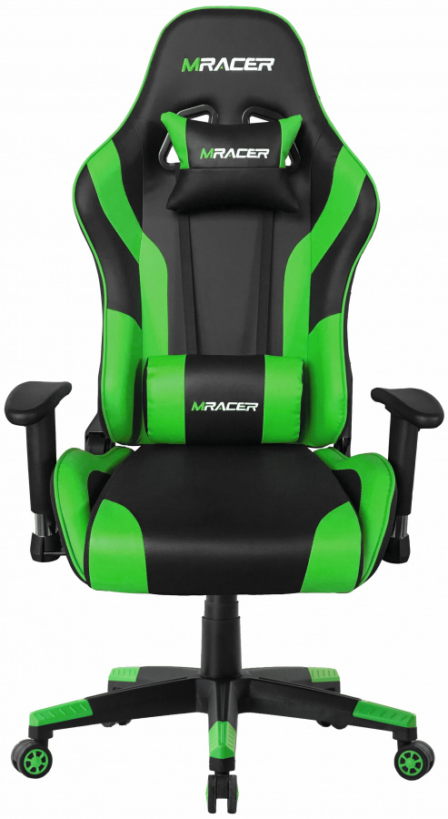 Herní židle MRacer koženka, černo-zelená gallery main image