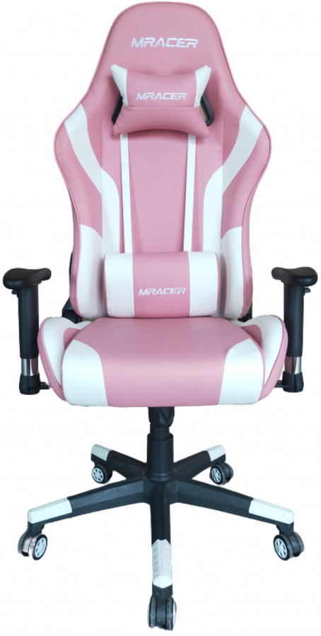 Herní židle MRacer koženka, bílo-růžová gallery main image