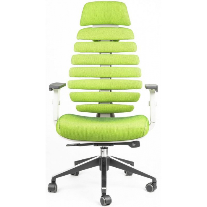 kancelářská židle FISH BONES PDH šedý plast, zelená SH06, č.APR004