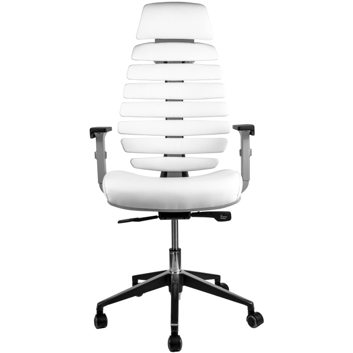 Kancelářská židle FISH BONES PDH šedý plast, bílá koženka PU480329