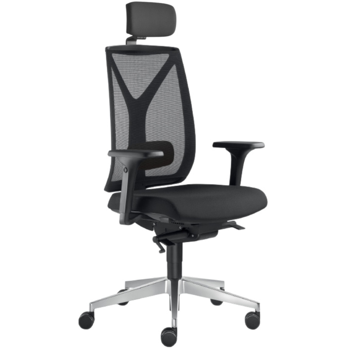 Kancelářská židle LEAF 503-SYS, s podhlavníkem, posuv sedáku, černá skladová