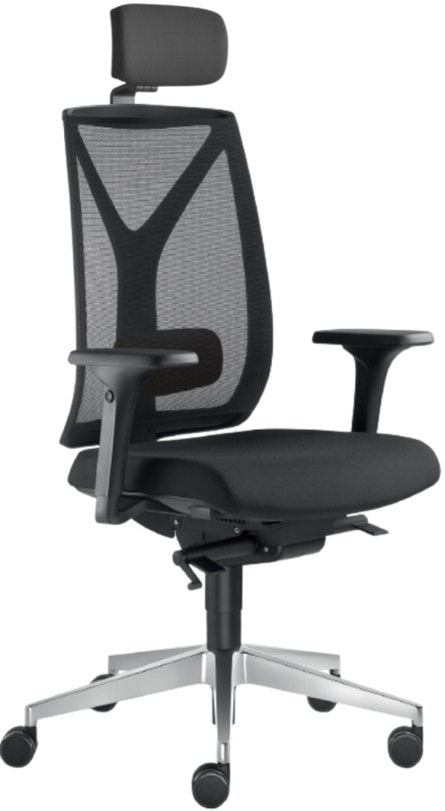 Kancelářská židle LEAF 503-SYS, s podhlavníkem, posuv sedáku, černá skladová gallery main image