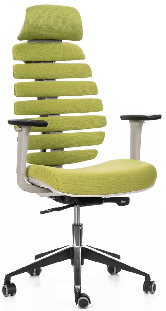 kancelářská židle FISH BONES PDH šedý plast, 26-66 zelená, 3D područky gallery main image