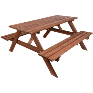 Zahradní dřevěný set PIKNIK se sklopnými lavičkami - 180 cm - mořený